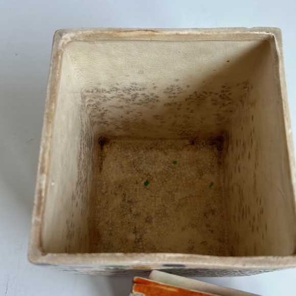 Vintage Revelation Japan cream polka dot rectangular canister w lid cookie jar - Picture 7 of 16